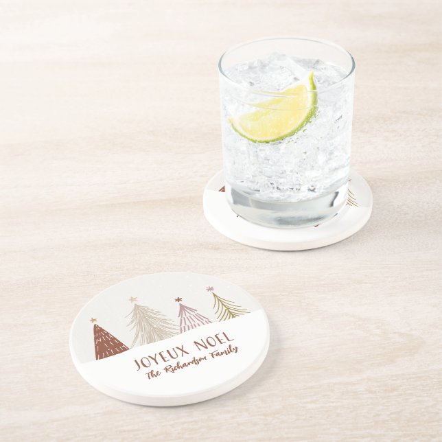 Porta-copos Árvores de Natal Nevadas Feliz Natal Vermelho Dour (Lateral)