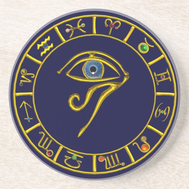 Porta-copos ASTRAL HORUS EYE,BLUE TALISMAN Astrology Chart (Frente)
