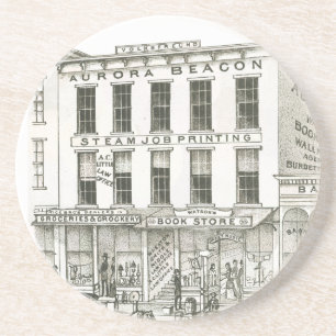 Porta-copos Aurora Illinois Aurora Beacon News 1871 Stone Lith