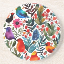 Aves florais coloridas