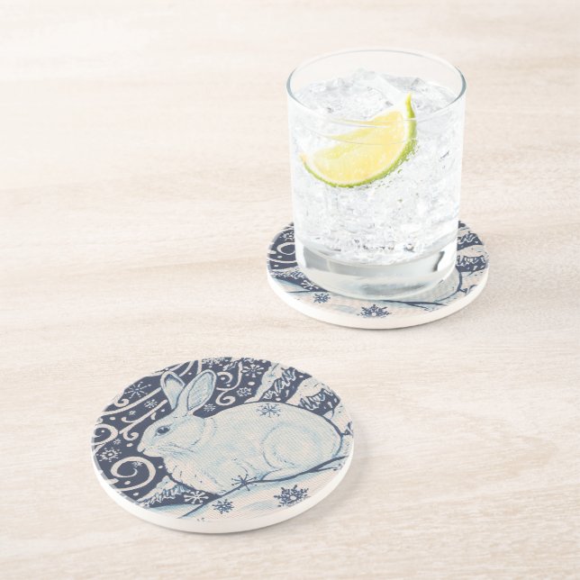 Porta-copos Azul e Branco no natal original (Lateral)