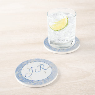 Porta-copos Azul e Cinzas Elegantes Monogramadas