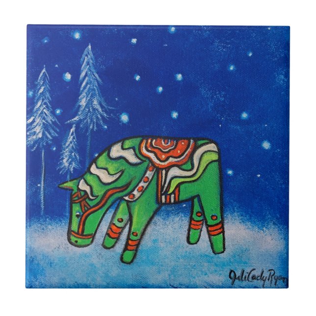 Porta copos Azulejo Dala Horse III (Frente)