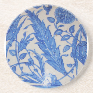 Porta-copos azulejo de cerâmica, azul e branco, otomano turco
