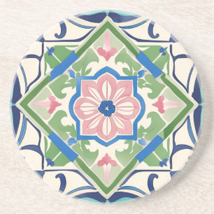 Porta-copos Azulejo rosa e azul