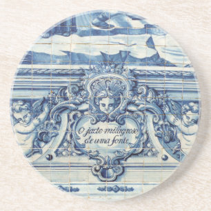 Porta-copos Azulejos de paredes brancas e azuis portuguesas co