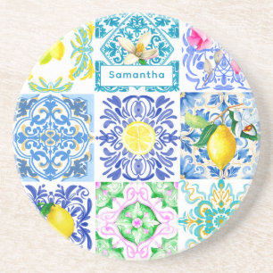 Porta-copos Azulejos do Mediterrâneo Chic Sicilian azulejo Ama