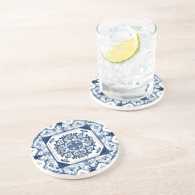 Porta-copos Azulejos do Mediterrâneo, Portugal, Azulejo, Majol (Lateral)