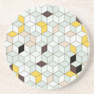 Porta-copos Azulejos, padrão branco preto geométrico.