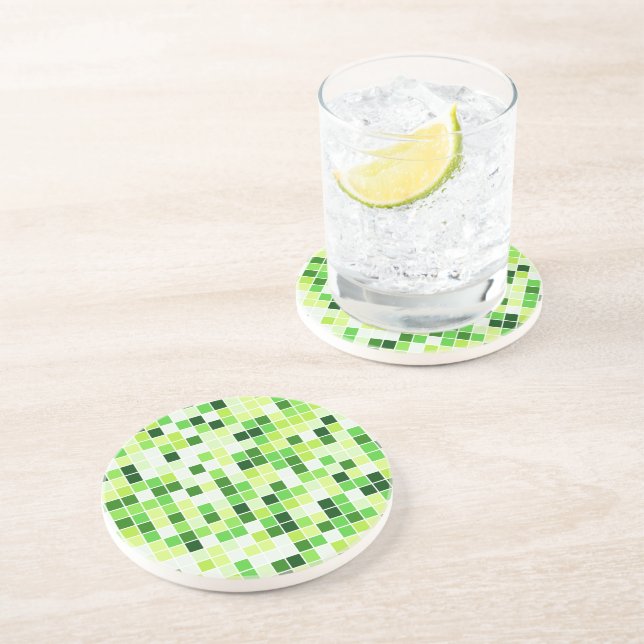 Porta-copos Azulejos piscinas, Azulejos Mosaicos Verdes, Padrã (Lateral)