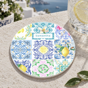 Porta-copos Azulejos sicilianos elegantes de Amalfi Mediterrân