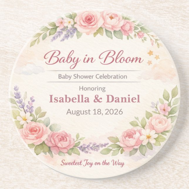 Porta-copos Baby Shower Coasters | Teddy Bear | Baby in Bloom (Frente)