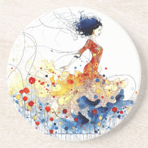 Porta-copos Bailarina de Flamenco em Movimento Multicolorido F