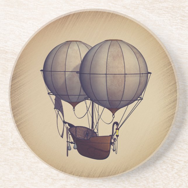 Porta-copos Balões de Ar Quente Steampunk com Navio (Frente)