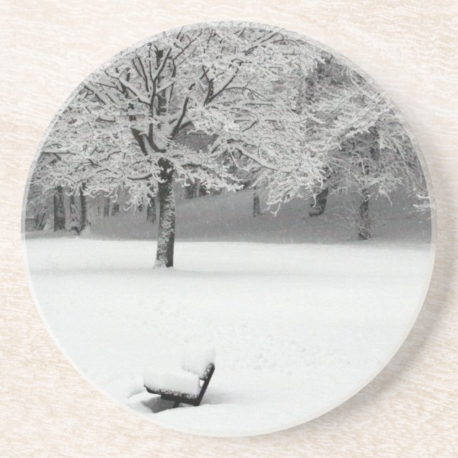 Porta-copos Banco de neve e árvores (Frente)
