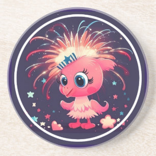 Porta-copos Bandeira Americana com Cartoon de Flamingo-69218