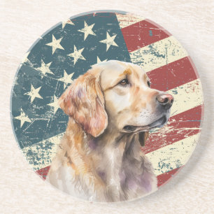 Porta-copos Bandeira Americana Grunge Cachorro Retriever Doura