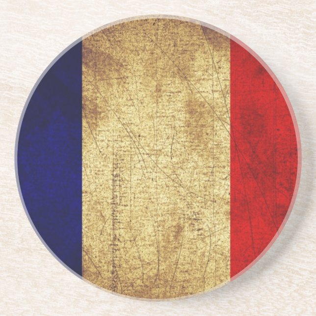 Porta-copos Bandeira da França em Grunge (Frente)