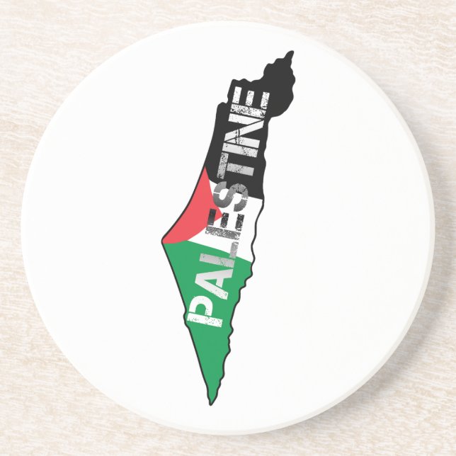 Porta-copos Bandeira da Palestina Livre no Mapa Palestino (Frente)