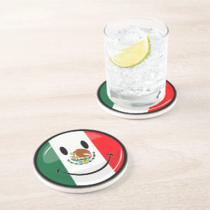 Porta-copos Bandeira mexicana de sorriso do círculo lustroso