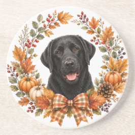 Porta-copos Bandeja de Outono com Labrador Preto