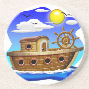 Porta-copos Barco de Pesca Cartoon