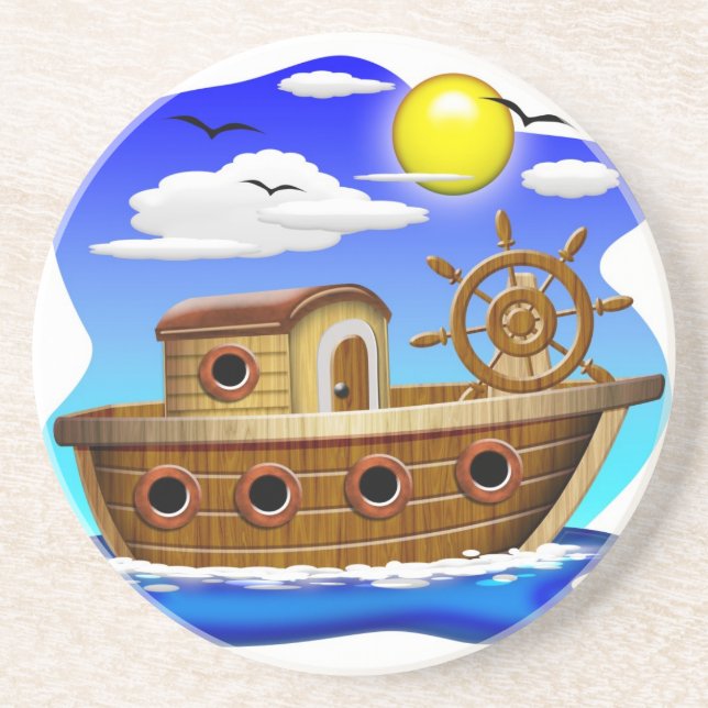 Porta-copos Barco de Pesca Cartoon (Frente)
