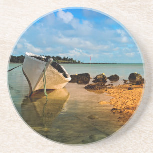 Porta-copos Barco de Pesca na Praia Mauriciana com Ilhéu