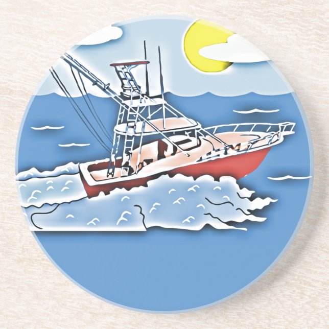 Porta-copos Barco de pesca nos mares altos (Frente)