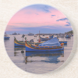 Porta-copos Barcos tradicionais malteses em Marsaxlokk