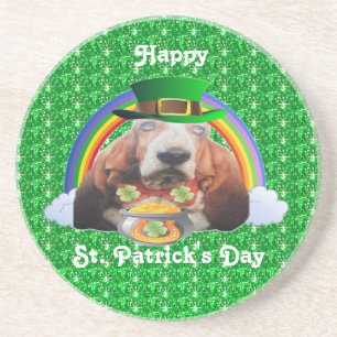 Porta copos Basset Hound Happy Rua, Dia de Patrick