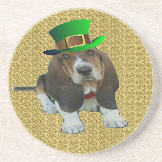 Porta copos Basset Hound Happy Rua.Dia de Patrick (Frente)