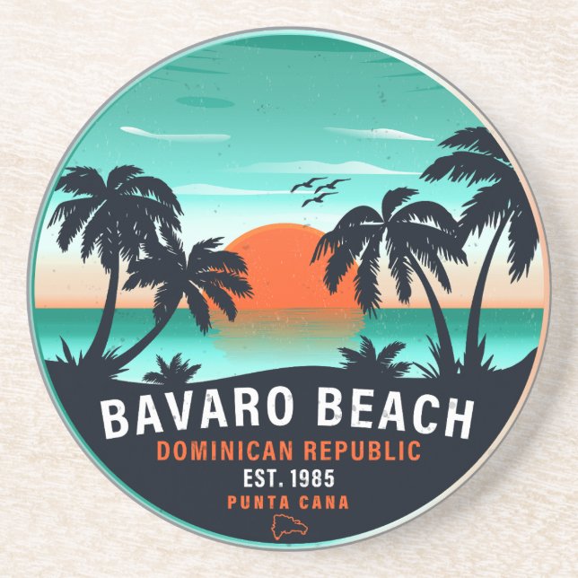 Porta-copos Bavaro Beach Dominicana Retro Sunset Souvenir 60 a (Frente)