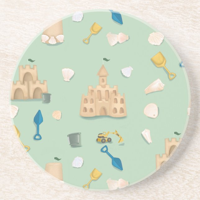 Porta-copos Beach House Sand Castle Seashell Coastal (Frente)