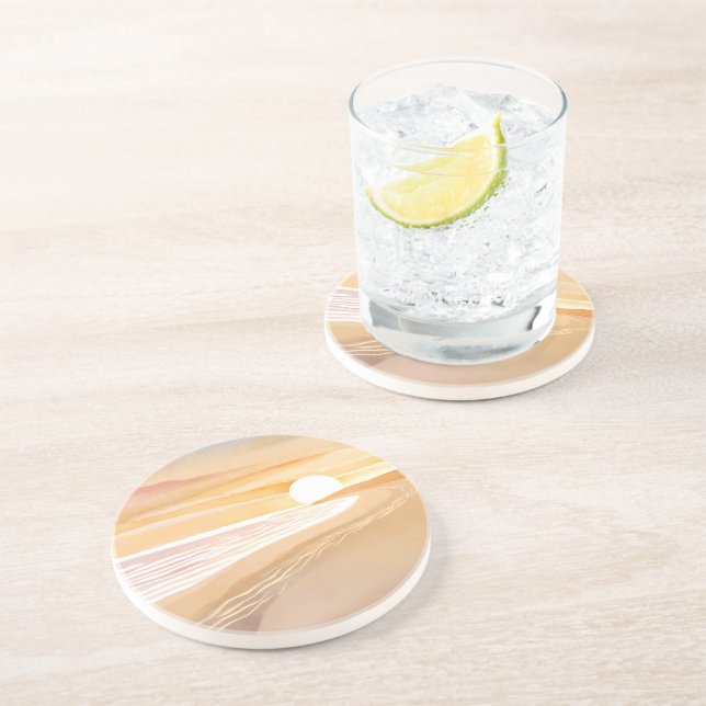 Porta-copos Beach Sunset Watercolor | Beautiful Yellow  (Lateral)