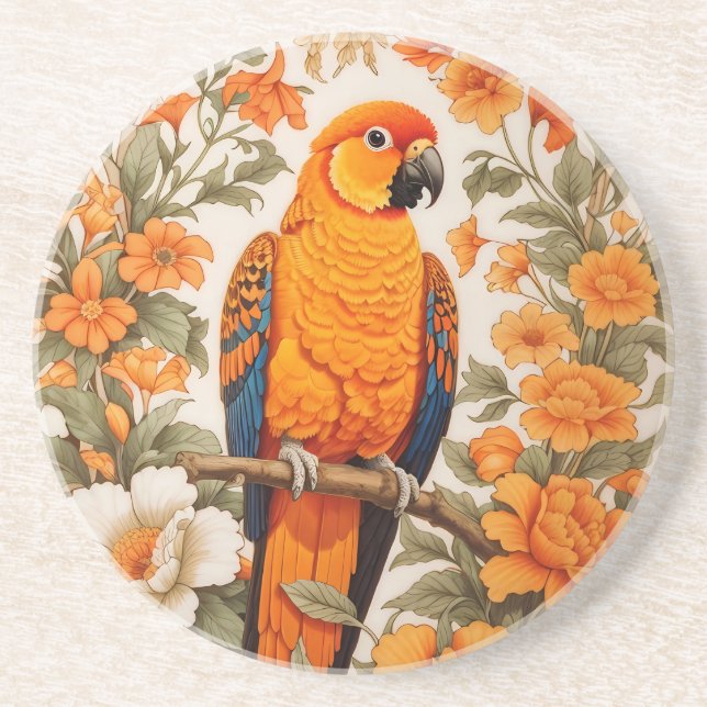 Porta-copos Beautiful Sun Conure William Morris Inspired (Frente)