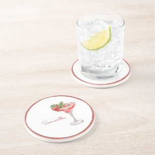 Porta-copos Bebida de Cocktail de Morango Branco Vermelho