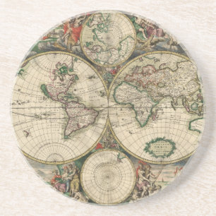 Porta-copos Bebida de Mapa do Mundo Antigo