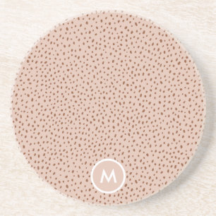 Porta-copos Beige & Boho Terracotta Brown Dots Monograma
