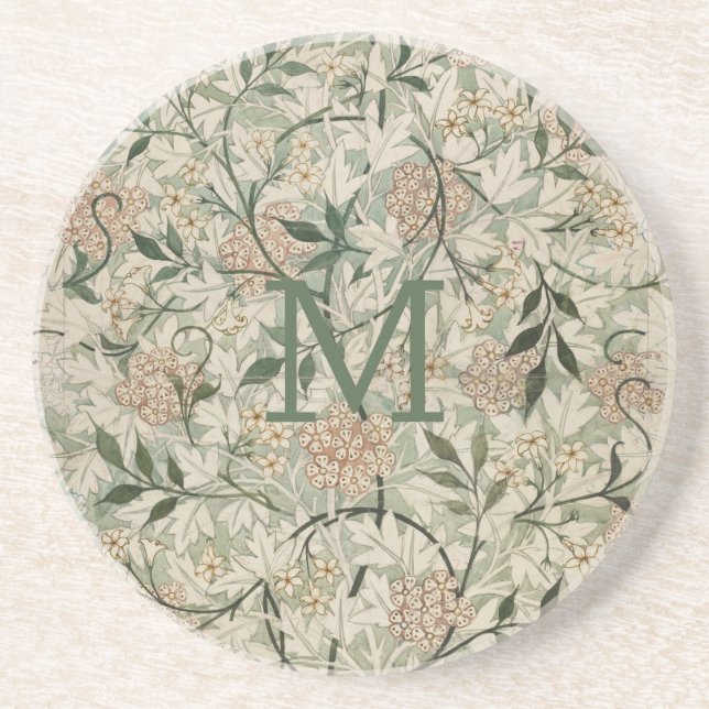 Porta-copos Beige Monograma, Verde Sage, Floral Peach (Frente)