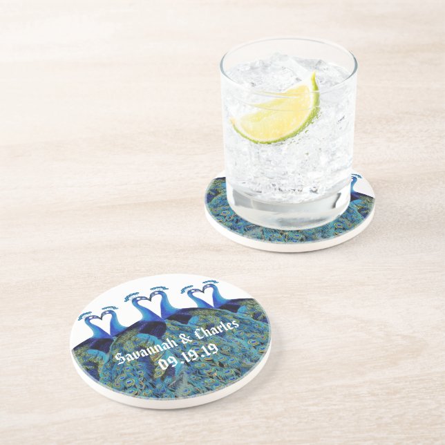 Porta-copos Beijando Peacocks (Lateral)