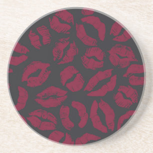 Porta-copos Beijos Lipstick: impressões vermelhas escuras
