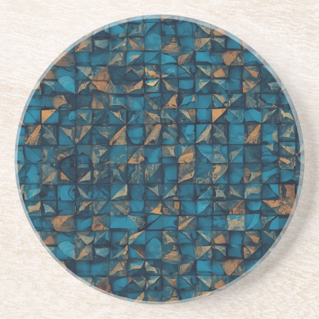 Porta-copos Bela Aparência de Patchwork em Teal Escuro (Frente)