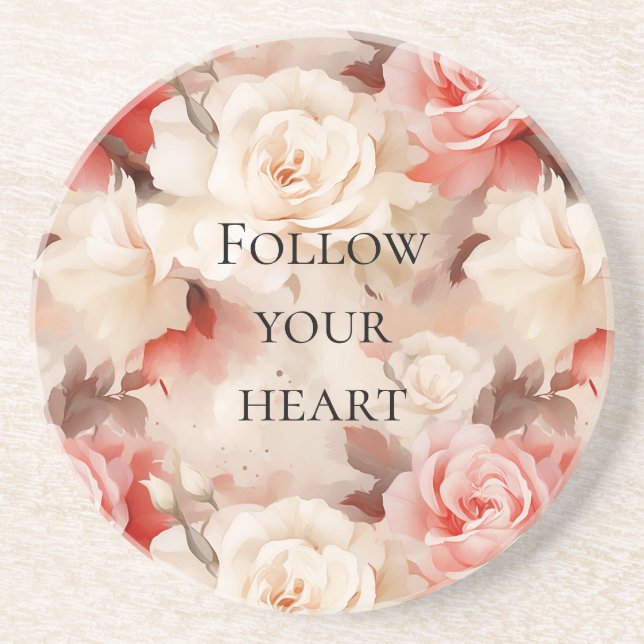 Porta-copos Bela festa de casamento floral creme rosa claro (Frente)