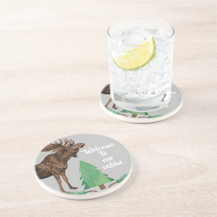 Porta-copos Bem-vindos às nossas Portas copos de alce