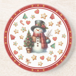 Porta-copos Biscoitos de Natal e Boneco de Neve em Suporte de 