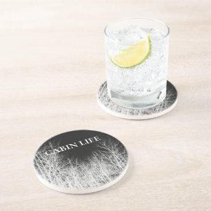 Porta-copos Black and White Forest Tree's Drink Coaster