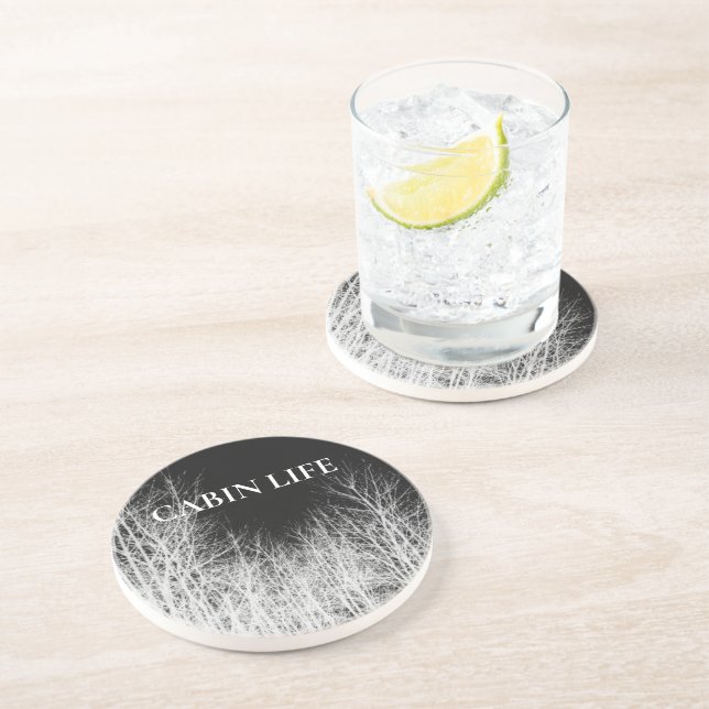 Porta-copos Black and White Forest Tree's Drink Coaster (Lateral)