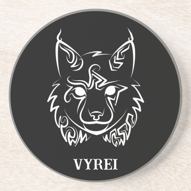 Porta-copos Black and White Tribal Lynx (Frente)