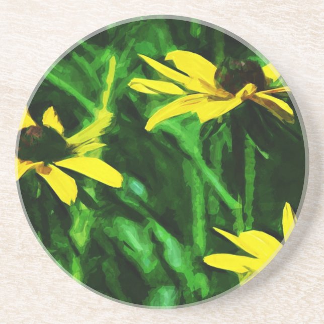 Porta-copos Black Eyed Susan Wildflower Abstrato (Frente)